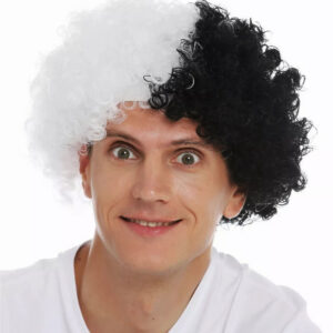 Siyah Beyaz Kıvırcık Afro Bonus Peruk Taraftar Bonus Saç (5286)