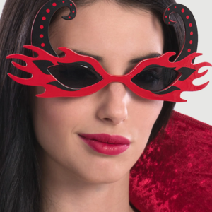 Siyah Boynuzlu Kırmızı Renk Alevli Parti Gözlüğü 21x10 cm (5286)