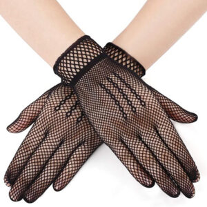 Siyah Renk Likralı File Eldiven Parmaklı Örgü Eldiven Yetişkin Boy (5286)