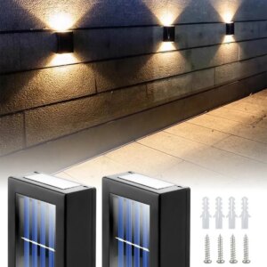 Solar Çift Taraflı Duvar Lambası Güneş Enerjili Aydınlatma Dekorasyon Aplik Işık 2 Li (5286)
