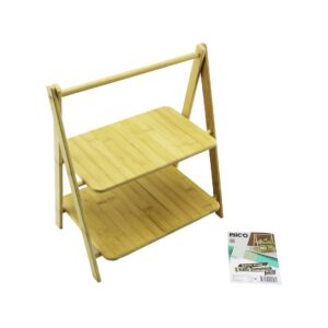 STAND - AYAKLI 2 KATLI AHŞAP - BAMBU SERVİS SUNUM TAHTASI 18X28CM -- 22X28CM (5286)