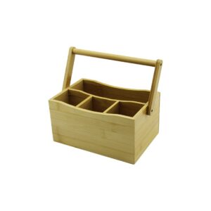 TAŞIMA KULPLU - 3+1 BÖLMELİ TEZGAH ÜSTÜ BAMBU - AHŞAP KAŞIKLIK (5286)