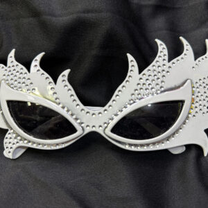 Taşlı Göz Kamaştıran Gecenin Yıldızı Beyaz Parti Alev Gözlük (5286)