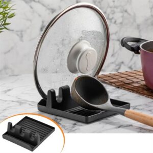 Tencere Kapak Tutuculu Kaşıklıklı Tencere Kapak Standı Pratik Kaşık Kepçe Altlık Düzenleyici (5286)