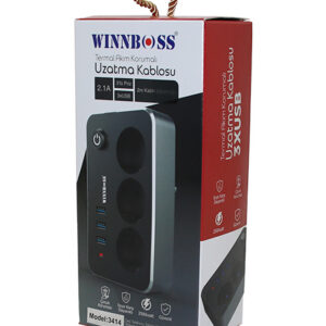 TERMAL AKIM KORUMALI 2.1A 3LÜ PRİZ 3XUSB 2MT ANAHTARLI UZATMA KABLO SİYAH (5286)