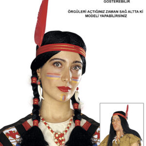 Tüylü Örgülü Hint Peruğu Kızılderili Peruğu (5286)