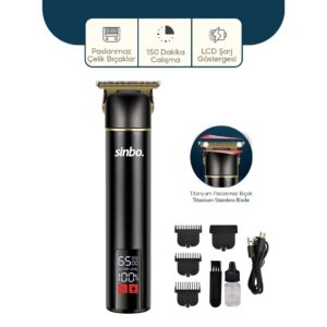 USB ŞARJLI - LCD GÖSTERGELİ SAÇ - SAKAL KESME TRAŞ MAKİNESİ ALÜMİNYUM ALAŞIMLI GÖVDE SHC-1907 (5286)