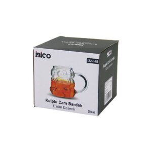 ÜZÜM - KABARCIKLI KULPLU CAM BARDAK TERMİSİL - ISIYA DAYANIKLI BOROSİLİKAT 350ML (5286)