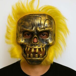 Wild Skull - Bakır Kafatası Sarı Saçlı İskelet Maske (5286)