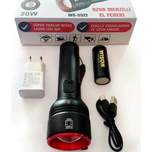 WISON WS-5572 20W Uzun Menzilli Şarjlı Metal El Feneri (5286)