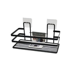 YAPIŞKANLI ASKILI ÇOK AMAÇLI SİYAH KARE BANYO RAF (5286)