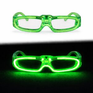 Yeşil LED Işıklı Parti Gözlüğü 3 Modlu – Glow - Gece Eğlence Gözlüğü (5286)