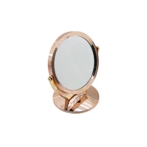 YUVARLAK 7 İNÇ= ÇAP:17.5CM MAKYAJ AYNASI ÇİFT TARAFLI BRONZ - GÜMÜŞ PLS.ÇERÇEVE SABİT AYAK (5286)