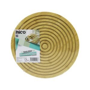 YUVARLAK  ÇAP: 28CM  ÇİFT TARAFLI= DÜZ - KANALLI AHŞAP BAMBU SERVİS SUNUM TAHTASI TEPSİ (5286)