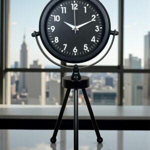 Zentime Black Luxury Modern Üç Ayaklı Metal Masa Saati