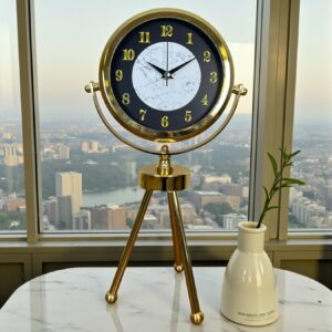Zentime Golden Marble Üç Ayaklı Metal Masa Saati