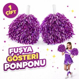 1 Çift ( 2 Adet ) Fuşya Renk 23 Nisan 19 Mayıs 29 Ekim Okul Gösteri Ponponları Ekstra Dolgun (5286)