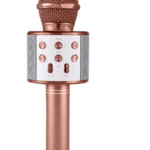 Karaoke Mikrofonlu Hoparlör - Şarjlı -Bluetooth Rose Gold (5286)