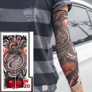 Giyilebilir Kol Dövmesi Çorap Dövme 3D Baskılı Kol Bacak Dövme 2 Adet Model 23 (5286)