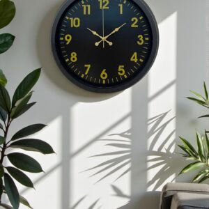 Siyah Standart 40 Cm Metal Dekoratif Duvar Saati