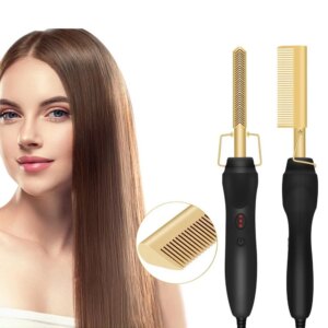 2 in 1 Elektrikli Isıtma Tarak Saç Düzleştirici Bigudi Islak Kuru Saç  Fırçası Saç Şekillendirici Egonex (5286)