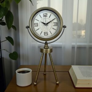 Zentime Nostalji Tripod Eskitme Üç Ayaklı Metal Masa Saati