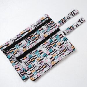 Islak/Kuru Kirli Temiz Kıyafet, Mayo, Bebek Çamaşır Çantası - Sıvı Geçirmez Kedili