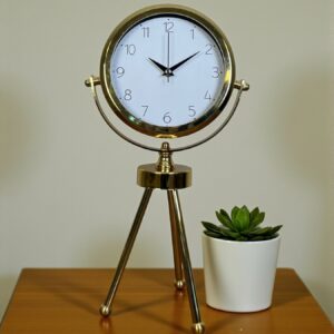 Zentime Luxe Glow Gold Üç Ayaklı Metal Masa Saati