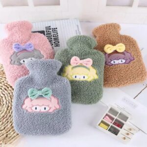 ANKAVERSE®  1 Litre Polar Peluş Örgülü,Kurdeleli Saçlı Kız Model Sıcak Su Torbası