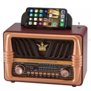 ANKAVERSE® Büyük Boy Telefon Tutma Saplı Retro Ahşap Tasarım Bluetooth Hoparlörlü Radyo – FM/AM Destekli, Şarjlı ve Taşınabilir Radyo NS-8077