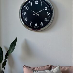 Zentime Modern 40 Cm Metal Krom Standart Duvar Saati