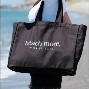 Kanvas Plaj Çantası, Omuz Çanta Siyah