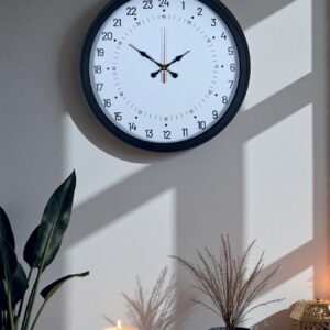 Siyah 40 Cm Metal 24 Saat Göstergeli Özel Tasarım Duvar Saati