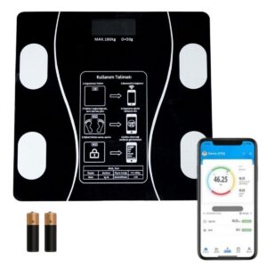 ANKAVERSE® Dijital Baskül Yağ Ölçer Fonksiyonlu Akıllı Baskül Bluetooth Bağlantılı Tartı