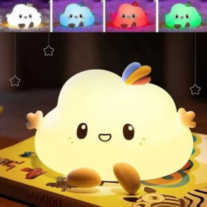 5 Farklı Renk Modlu Bulut Figürlü Pofuduk LED Gece Lambası–Yumuşak Dokulu Çocuk Odası ve Dekoratif Şarjlı Ortam Işığı (5286)