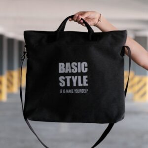 Kanvas Çapraz Askılı Tote Çanta Siyah