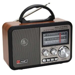ANKAVERSE® Orta Boy Retro, Nostaljik, Ahşap Tasarım Bluetooth Hoparlörlü, Şarjlı, Taşınabilir FM/AM Destekli Radyo NS-8897