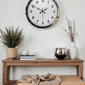 Zentime Modern Klasik 40 Cm Krom Metal Duvar Saati