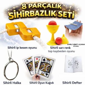 8’li Sihirbazlık Seti (Kibrit, Defter, Halka, Kupa, İp, 3’lü Kart) (5286)