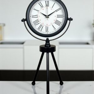 Zentime Pure Black Roma Rakamlı Üç Ayaklı Metal Masa Saati