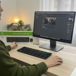 ANKAVERSE® Kablosuz Q Klavye Mouse Seti Rahat Yazım, Sessiz Tuşlar, Ofis ve Ev Kullanımına Uygun Set YK7100