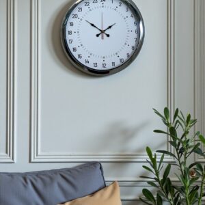 Zentime Krom 40 Cm Metal 24 Saat Göstergeli Özel Tasarım Duvar Saati