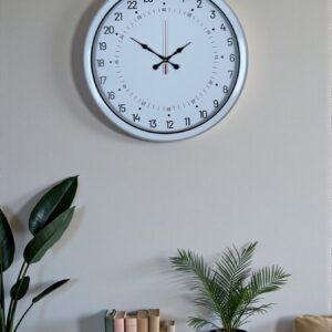 Beyaz 40 Cm Metal 24 Saat Göstergeli Özel Tasarım Duvar Saati