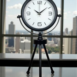 Zentime Black Elegant Metal Üç Ayaklı Masa Saati