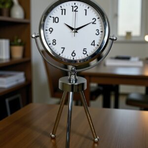 Zentime Krom Zarif & Şık Üç Ayaklı Metal Masa Saati