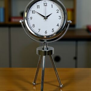 Zentime Krom Modern Classic Üç Ayaklı Metal Masa Saati