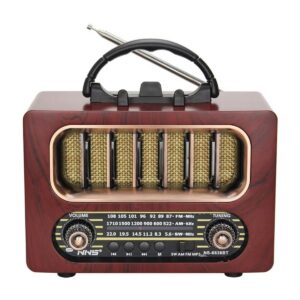 ANKAVERSE® Orta Boy Retro Ahşap Tasarım Bluetooth Hoparlörlü Radyo – FM/AM Destekli, Şarjlı ve Taşınabiliri Radyo NS-6636