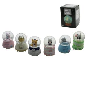 BÜYÜK BOY - 10CM PİLLİ - IŞIKLI MÜZİKLİ KAR KÜRESİ CAM HAYVAN FİGÜRLÜ - DESEN MİX RENKLİ HERHANGİ BİR TANESİ GÖNDERİLİR (5286)