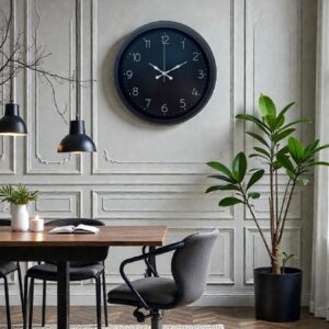 Zentime Classic Black Zarif 40 cm Metal Duvar Saati