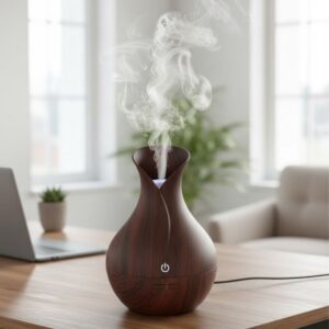 Damla Model Akasya Renk Hava Nemlendirici – Ultrasonik Soğuk Buhar Makinesi, LED Işıklı Masaüstü Oda Nemlendirici (5286)